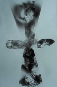 image of mushroom spore print in the shape of an ankh