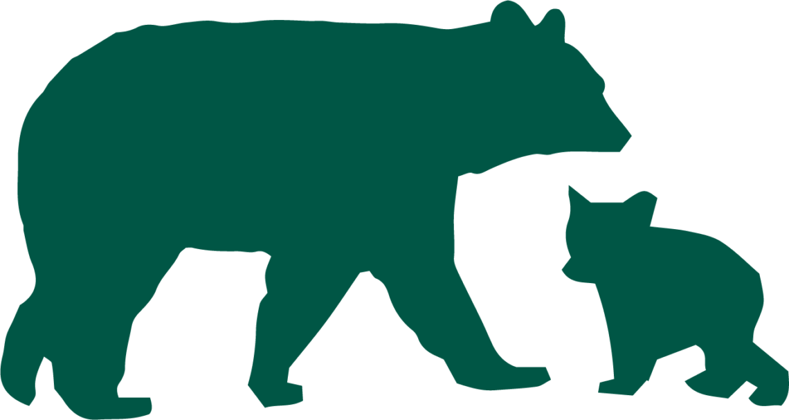 Silhouettes of the HLT logo bear and cub.